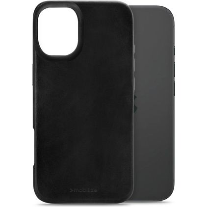 Mobilize Premium iPhone 16 MagSafe Cuir véritable Coque arrière - Noir