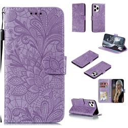 Mobigear Flowers Housse iPhone 12 Pro Etui Porte-Monnaie - Violet