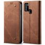 Mobigear Denim Slim Housse Samsung Galaxy A21s Etui Porte-Monnaie - Marron