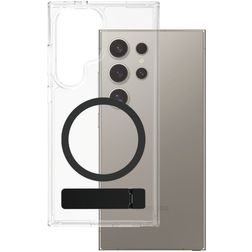 CARE by PanzerGlass Feature Case Coque Samsung Galaxy S25 Ultra MagSafe Coque arrière Rigide Anti-Chocs avec Support Amovible - Transparent / Noir