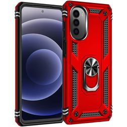 Mobigear Armor Ring Coque Motorola Moto G52 Coque arrière Rigide Anti-Chocs avec Anneau-Support - Rouge