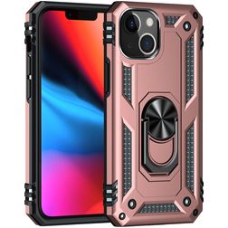 Mobigear Armor Ring Coque iPhone 13 Coque arrière Rigide Anti-Chocs avec Anneau-Support - Rose doré