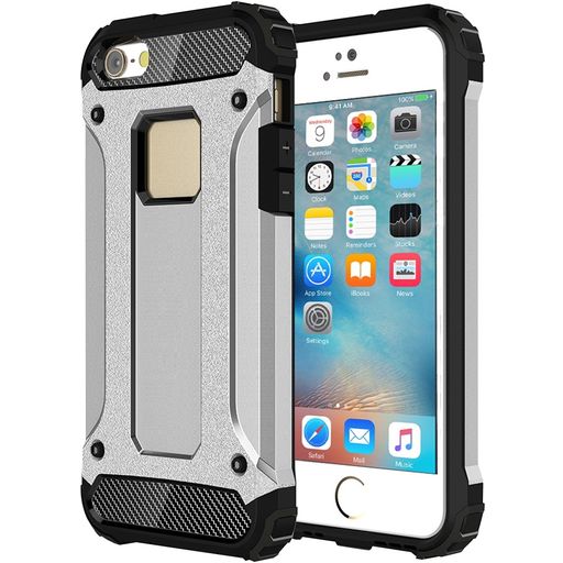 Mobigear Outdoor Coque iPhone SE (2016) Coque arrière Rigide Anti-Chocs - Argent