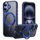 Mobigear Frosted Mag Coque iPhone 17 MagSafe Coque arrière Rigide avec Support Amovible - Bleu
