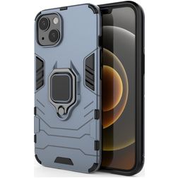Mobigear Armor Ring Coque iPhone 13 Coque arrière Rigide Anti-Chocs avec Anneau-Support - Bleu