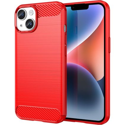 Mobigear Brushed Slim Coque iPhone 15 Coque arrière en TPU Souple - Rouge