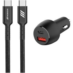 Mobigear Essentials - Double USB / USB-C Chargeur voiture USB-C 1 mètre Power Delivery 48W - Noir