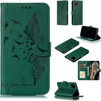 Mobigear Feather Housse iPhone 11 Pro Etui Porte-Monnaie - Vert
