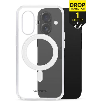 Mobilize Naked Protection Transparent iPhone 16 MagSafe Plastique rigide Coque arrière Antichoc - Transparent