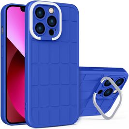 Mobigear Cube Coque iPhone 14 Plus Coque arrière Rigide avec Support Amovible - Bleu