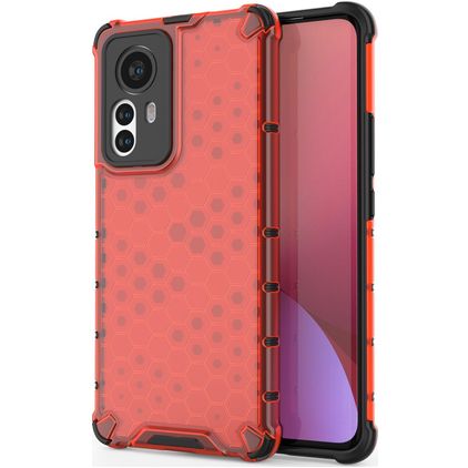 Mobigear Honeycomb Coque Xiaomi 12 Pro Coque arrière Rigide Anti-Chocs - Rouge