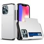 Mobigear Card Coque iPhone 13 Coque arrière Rigide Anti-Chocs avec Porte-Cartes - Blanc