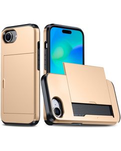 Mobigear Card Coque iPhone 17e Coque arrière Rigide Anti-Chocs avec Porte-Cartes - Or