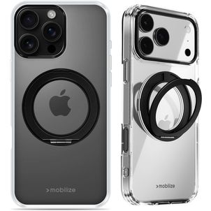Mobilize 360 Rotating Ring Coque iPhone 16 Pro Max MagSafe Coque arrière Rigide avec Anneau-Support - Noir