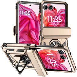 Mobigear Armor Ring Coque Motorola Razr 50 Coque arrière Rigide Anti-Chocs avec Anneau-Support - Or