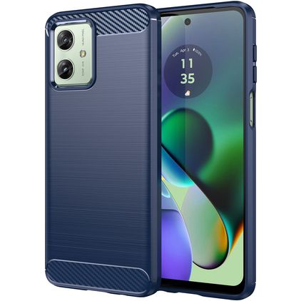 Mobigear Brushed Slim Coque Motorola Moto G54 Coque arrière en TPU Souple - Bleu