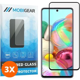 Mobigear Premium Samsung Galaxy A71 Verre trempé Protection d'écran - Compatible Coque - Noir (Lot de 3)