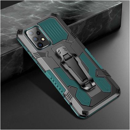 Mobigear Armor Stand Coque Samsung Galaxy A52 Coque arrière Rigide Anti-Chocs avec Support Amovible - Vert