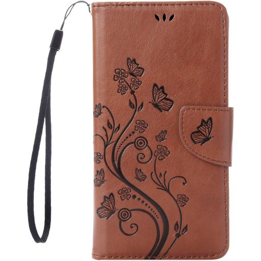 Mobigear Flowers Housse iPhone SE (2020) Etui Porte-Monnaie - Marron