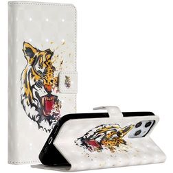 Mobigear Design iPhone 12 Pro Max Étui Portefeuille - Tigre