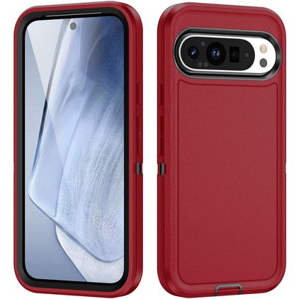 Mobigear Rugged Coque Google Pixel 9 Pro Coque arrière Rigide Anti-Chocs - Rouge