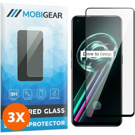 Mobigear Premium Realme 9 Pro Plus Verre trempé Protection d'écran - Compatible Coque - Noir (Lot de 3)