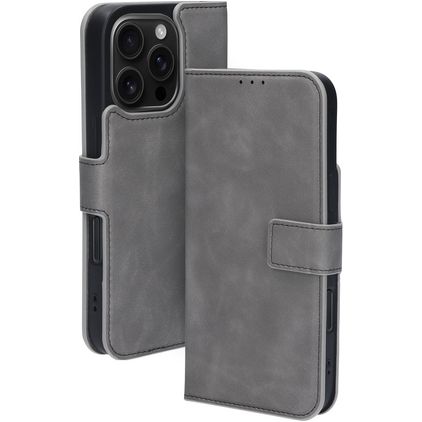 Mobiparts Classic Wallet MagSafe Housse iPhone 16 Pro MagSafe Etui Porte-Monnaie - Granite Grey