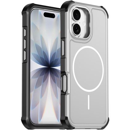 Mobigear Airbag Shockproof Coque iPhone 17 MagSafe Coque arrière Rigide Anti-Chocs - Argent