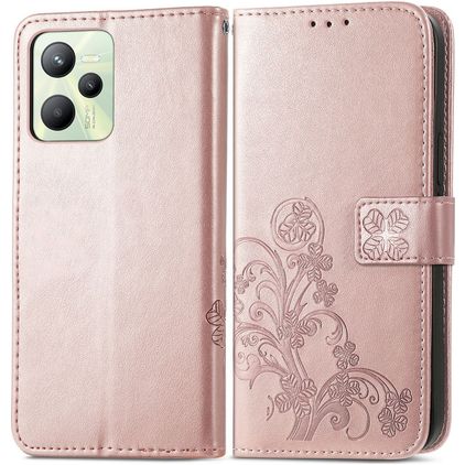 Mobigear Clover Realme C35 Étui Portefeuille - Rose doré