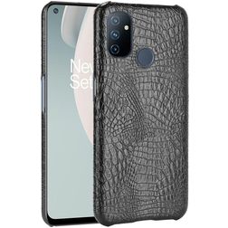 Mobigear Croco OnePlus Nord N100 Plastique rigide Coque arrière - Noir