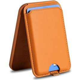 Mobigear Wallet Stand - Porte Cartes en - 3 Cartes - Compatible MagSafe - Marron