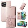 Mobigear Clover Housse iPhone 15 Pro Etui Porte-Monnaie - Rose doré