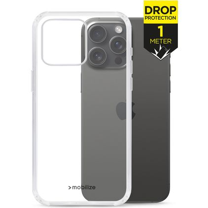 Mobilize Naked Protection Coque Transparente iPhone 15 Pro Max Coque arrière Rigide Anti-Chocs - Transparent