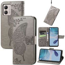 Mobigear Butterfly Housse Motorola Moto E13 Etui Porte-Monnaie - Gris