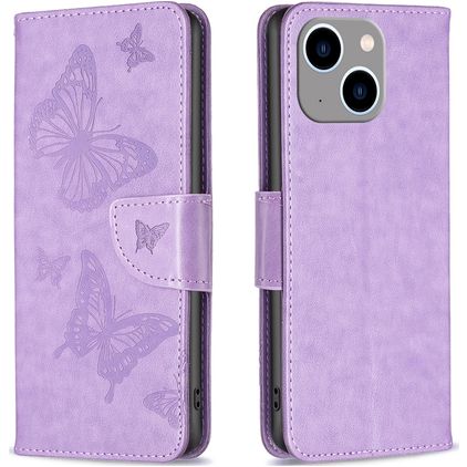 Mobigear Butterfly iPhone 15 Plus Étui Portefeuille - Violet