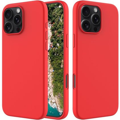 Mobigear Rubber Touch Coque iPhone 16 Pro Max Coque arrière en Silicone - Rouge