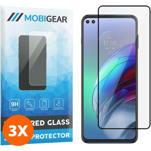 Mobigear Premium Motorola Moto G100 Verre trempé Protection d'écran - Compatible Coque - Noir (Lot de 3)