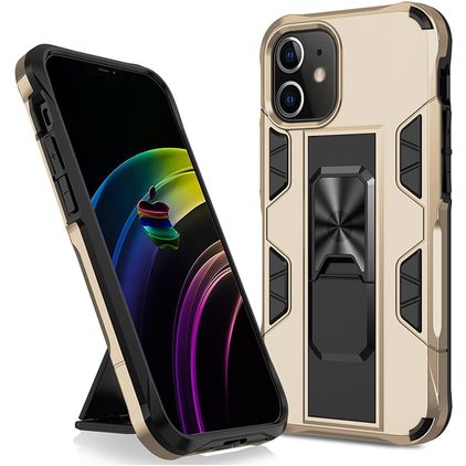 Mobigear Armor Stand iPhone 12 Pro Max Plastique rigide Coque arrière Antichoc avec béquille - Or