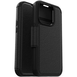 OtterBox Strada Housse iPhone 15 Pro MagSafe Etui en Cuir Véritable - Noir