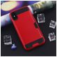 Mobigear Brushed Card Coque iPhone XR Coque arrière Rigide Anti-Chocs avec Porte-Cartes - Rouge