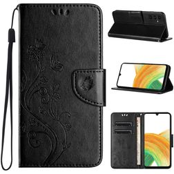 Mobigear Flowers Housse Samsung Galaxy A55 Etui Porte-Monnaie - Noir