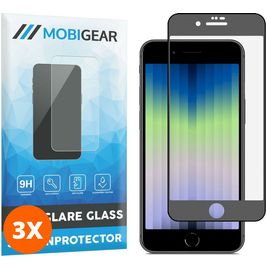 Mobigear Premium iPhone SE (2022) Verre trempé Protection d'écran - Compatible Coque - Noir (Lot de 3)