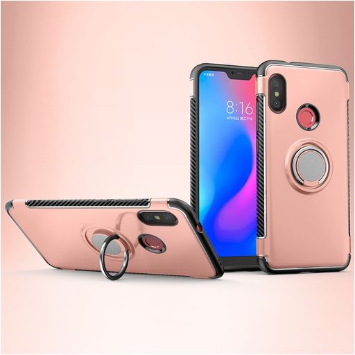 Mobigear Armor Ring Coque Xiaomi Mi A2 Lite Coque arrière Rigide Anti-Chocs avec Anneau-Support - Rose doré