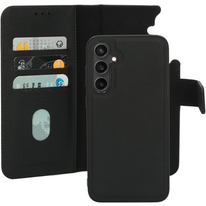 Mobiparts Housse Samsung Galaxy S23 FE Etui avec Coque Détachable en Cuir Véritable Porte-Monnaie - Noir