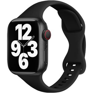 Mobigear Sport Slim Bracelet Silicone Apple Watch Fermeture à clou et passant - 49/46/45/44 mm - Noir