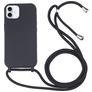 Mobigear Lanyard iPhone 16 Coque avec cordon en Silicone - Noir