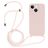 Mobigear Lanyard iPhone 15 Coque avec cordon en Silicone - Sand Pink