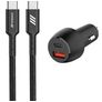 Mobigear Essentials - Double USB / USB-C Chargeur voiture USB-C 1 mètre Power Delivery 48W - Noir