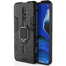Mobigear Armor Ring OPPO Reno2 Z Plastique rigide Coque arrière Antichoc avec bague de maintien - Noir