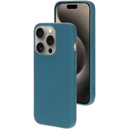 Mobiparts Coque iPhone 15 Pro Coque arrière en Silicone - Blueberry Blue